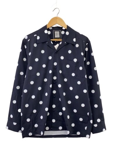 商品画像：COVERED BUTTON OPEN COLLAR SHIRTS/開襟/M/ポリエステル/BLK/ドット// 1