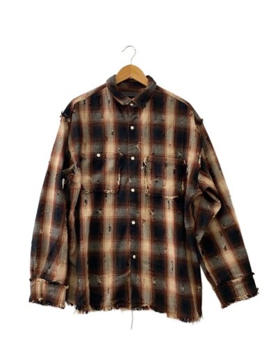 商品画像：DAMAGE OMBRE CHECK L/S SHIRTS/ネルシャツ/L/コットン/BRW/オンブレCK// 1