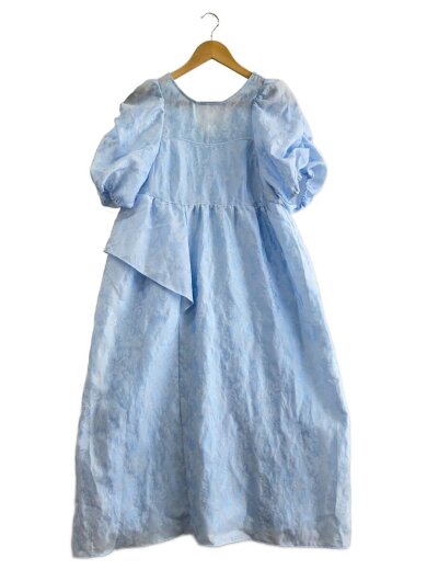 商品画像：bubble sleeve jacquard dress/M/ポリエステル/BLU/2383-52// 1