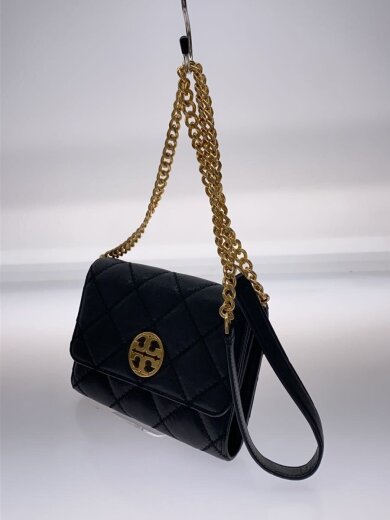 商品画像：WILLA/チェーンウォレット/ショルダーバッグ/レザー/BLK/金具傷、内側汚れ有// 2