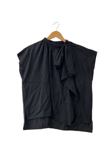 商品画像：26SS/アシンメトリーリボンフレンチスリーブブラウス/M/コットン/BLK/261-504-6459// 1
