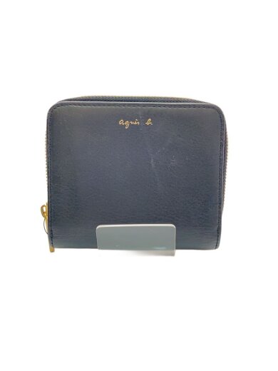 商品画像：2つ折り財布/レザー/BLK/無地/レディース 1