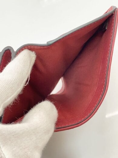 商品画像：2つ折り財布/レザー/RED/無地/レディース 6