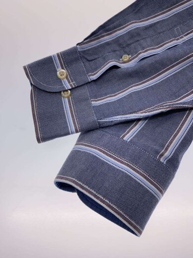 商品画像：長袖シャツ/M/リネン/NVY/ストライプ// 5