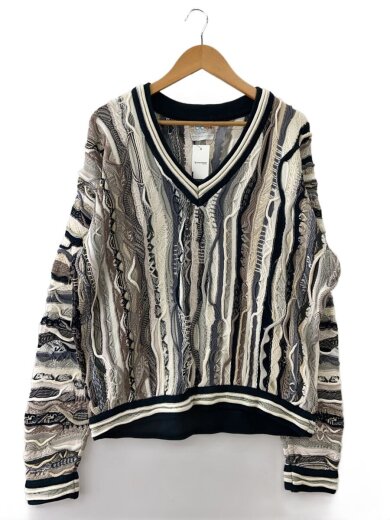 商品画像：ニット・セーター(厚手)/M/コットン/WHT/総柄/74095// 1