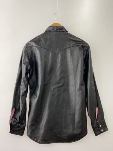 商品画像：レザーウエスタンシャツ/2/羊革/BLK/無地/90s// 2