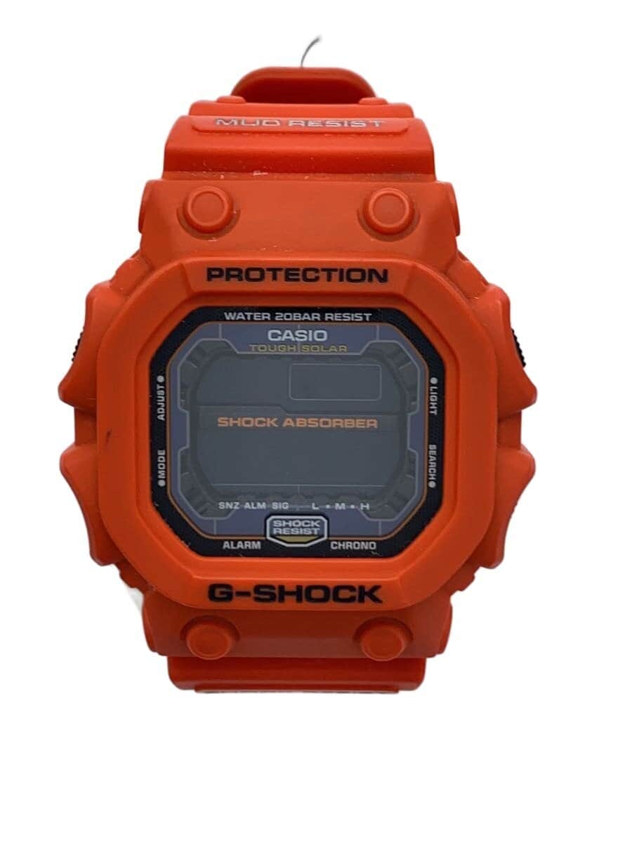 CASIO / ソーラー腕時計/デジタル/ラバー/BLK/ORN/GX-56 ブラック//
