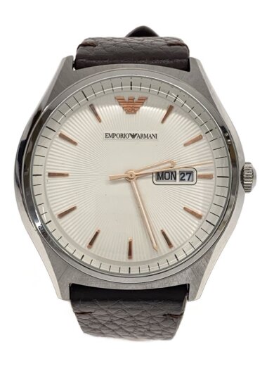 商品画像：クォーツ腕時計/アナログ/レザー/WHT/BRW/AR-1999 1