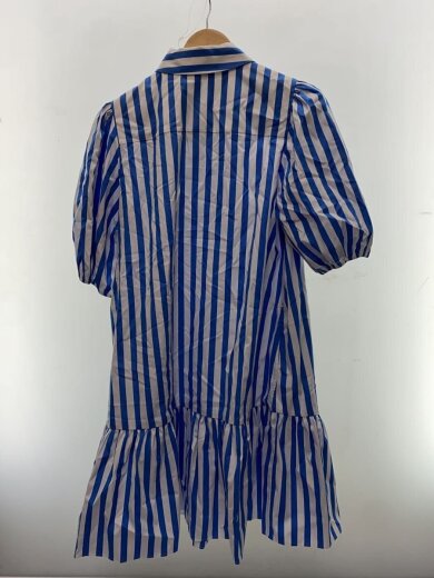 商品画像：7分袖ワンピース/M/コットン/BLU/ストライプ/KG825 2