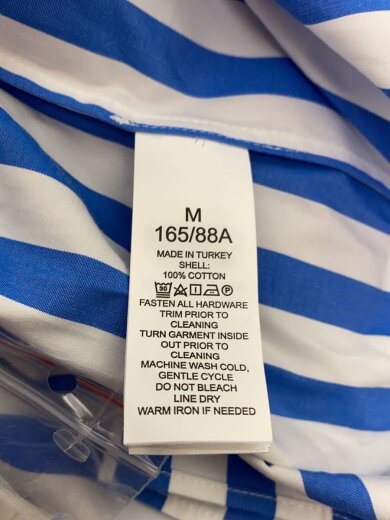 商品画像：7分袖ワンピース/M/コットン/BLU/ストライプ/KG825 4