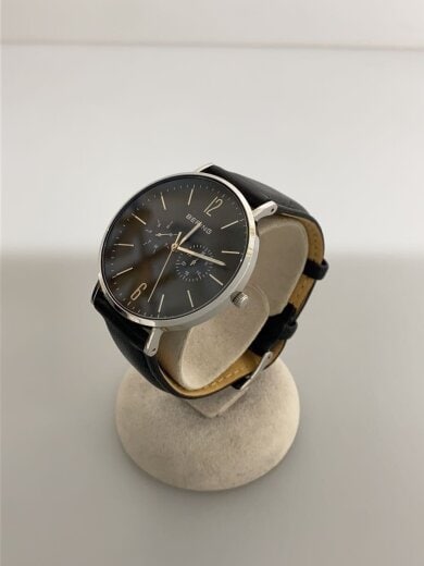 商品画像：クォーツ腕時計/アナログ/レザー/BLK/BLK/14240-402// 2