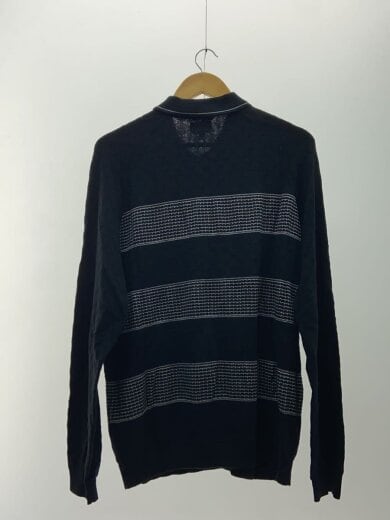 商品画像：Knit Stripe/ポロシャツ/L/コットン/BLK/総柄 2