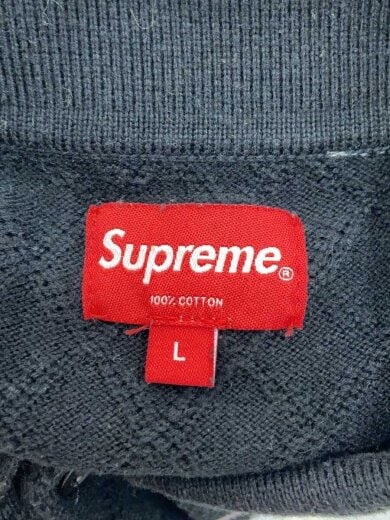 商品画像：Knit Stripe/ポロシャツ/L/コットン/BLK/総柄 3