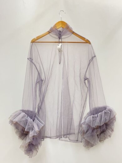 商品画像：Tulle high neck ruffle sleeve/トップス/ナイロン/GRY/1008-0102-374 2