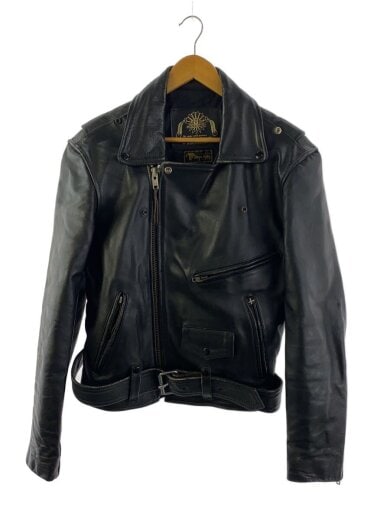 商品画像：ダブルライダースジャケット/40/レザー/BLK/無地 1