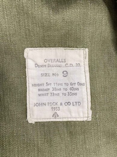 商品画像：50s/イギリス軍/ミリタリージャケット/9/デニム/KHK/JOHN PECK社// 4