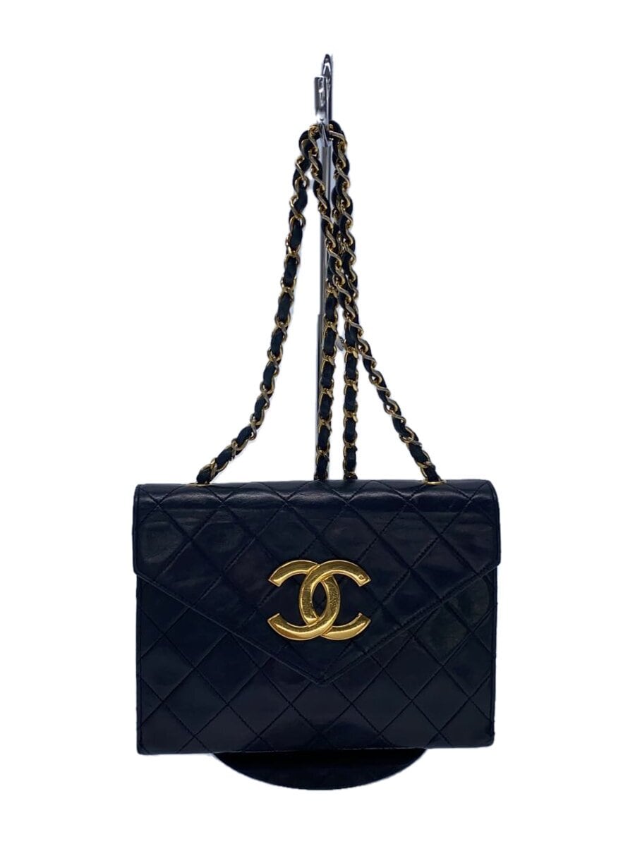 CHANEL / ショルダーバッグ/レザー/BLK/中ベタつき/はがれ/色褪せ/スレ有//