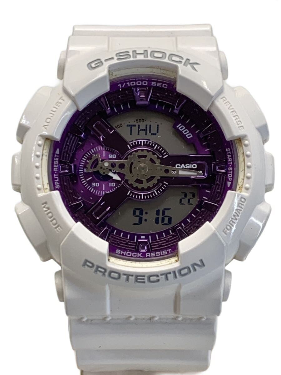 CASIO / クォーツ腕時計_G-SHOCK/デジアナ/ラバー/PUP/WHT