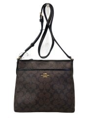 ジップファイル・クロスボディ_シグネチャー_ブラウン/PVC/BRW