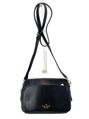 ショルダーバッグ/ロゴ/レザー/BLK/ストラップ取り外し可