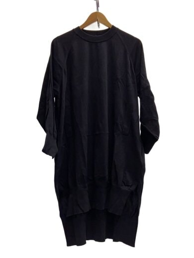 画像：Y’sPants Cropped Hip Drop Knit/長袖ワンピース/2/コットン/BLK/YQ-K68-0471