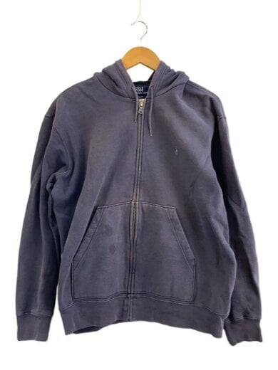 商品画像：90s/ジップパーカー/刺繍ロゴ/L/コットン/NVY/シミ有 1