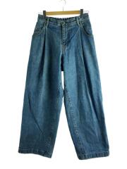 Wide denim slacks/46/デニム/インディゴ/N0344-e