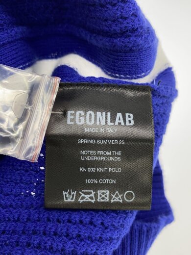 商品画像：ニットポロシャツ/M/コットン/BLU 5