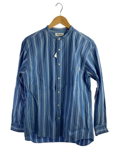 商品画像：長袖シャツ/M/コットン/BLU/ストライプ 1