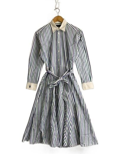 商品画像：シャツワンピース/O/コットン/BLU/ストライプ// 1