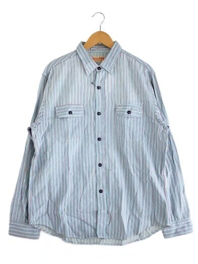 商品画像：長袖シャツ/XL/コットン/BLU/ストライプ/29146// 1