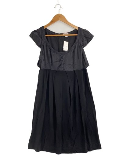 商品画像：ノースリーブワンピース/44/シルク切替/BLK 1