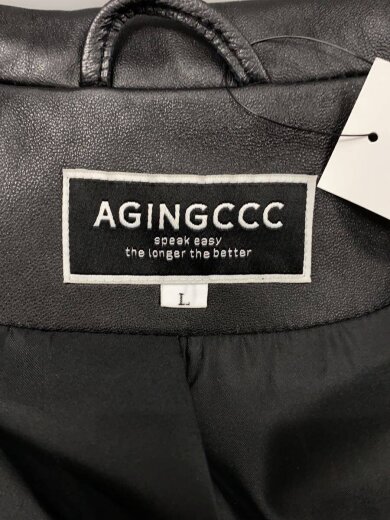 商品画像：AGINGCCC/ダブルライダースジャケット/L/レザー/BLK/無地 4