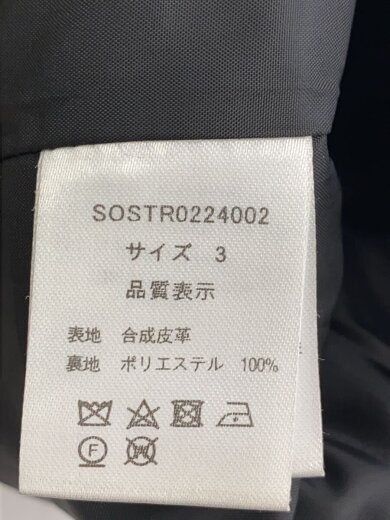 商品画像：レザージャケット・ブルゾン/3/フェイクレザー/BLK/無地 4