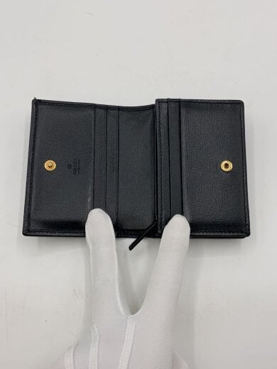 商品画像：2つ折り財布/レザー/BLK/無地/レディース// 4