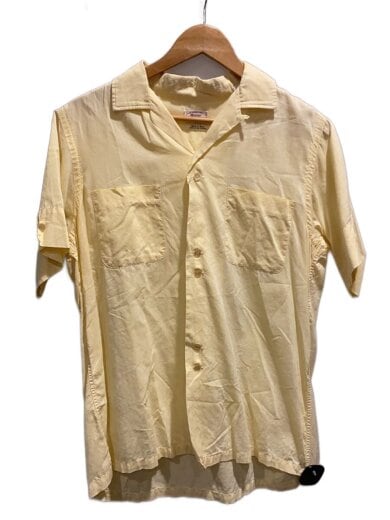 商品画像：Vintage/60s～70s/半袖オープンカラーシャツ/SIZE:M/コットン/YLW/無地 1