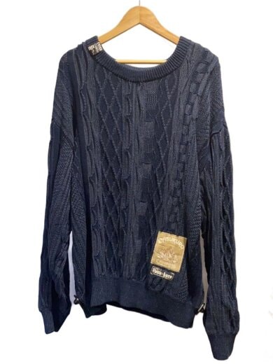 商品画像：EVISUKURO/ロゴラベルリラックスフィットニットセーター/SIZE:XL/コットン/ネイビー 1