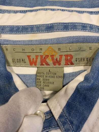 商品画像：Vintage/90s/WKWR/長袖シャツ/L/コットン/WHT/ストライプ 3