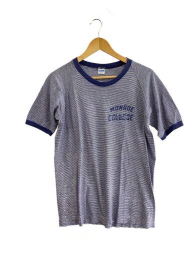 商品画像：Vintage/70s/MONROE COLLEGE/ボーダーTシャツ/バータグ/SIZE:L/ネイビー 1