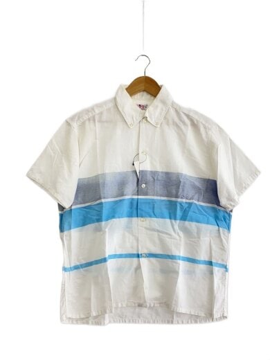 商品画像：Vintage/60s/半袖ボタンダウンシャツ/SIZE:L/コットン/ホワイト/ブルー/ボーダー 1