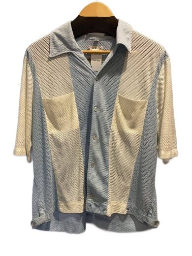 商品画像：Vintage/60s/Lilly Dache/オープンカラー半袖メッシュシャツ/SIZE:XL/ブルー/WHT// 1