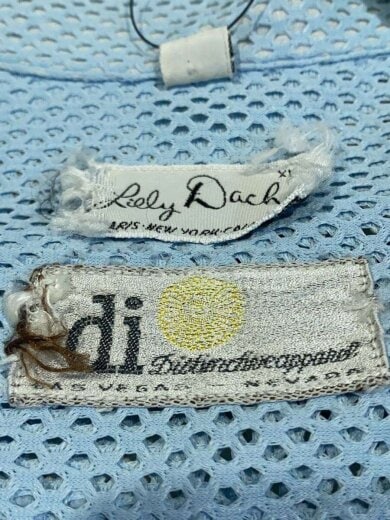 商品画像：Vintage/60s/Lilly Dache/オープンカラー半袖メッシュシャツ/SIZE:XL/ブルー/WHT// 3