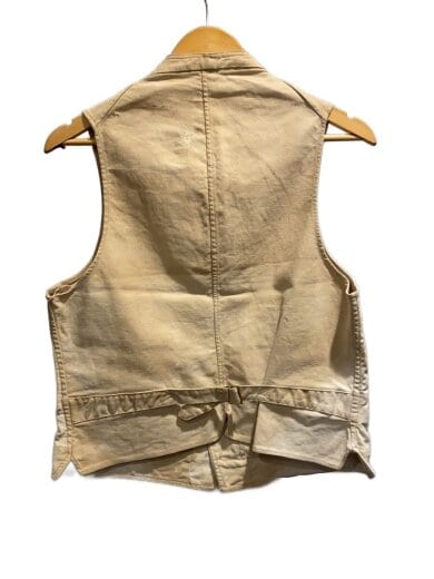 商品画像：French Vintage/ハンティングベスト/針シンチバック/動物ボタン/鳥/コットン/ベージュ 2