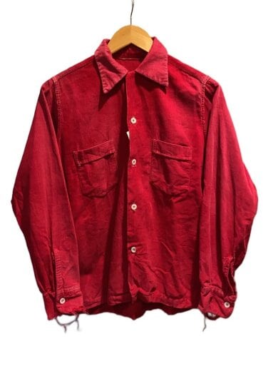 商品画像：Vintage/50s～/オープンカラーコーデュロイシャツ/SIZE:XS-S程度/RED/赤/無地 1