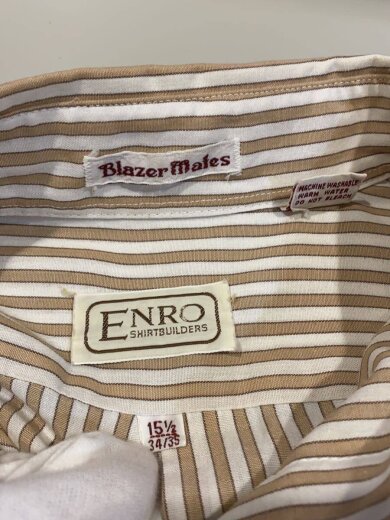 商品画像：Vintage/ENRO/長袖シャツ/SIZE:15.5/コットン/BEG/ストライプ 4