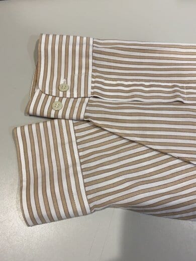 商品画像：Vintage/ENRO/長袖シャツ/SIZE:15.5/コットン/BEG/ストライプ 6