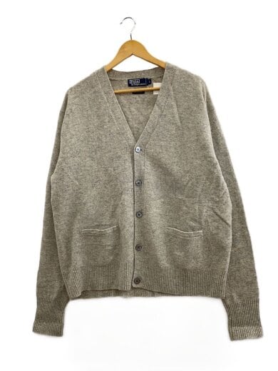 商品画像：90s～/Lamb Wool Cardigan/ニットカーディガン/SIZE:L/ウール/グレー/無地 1