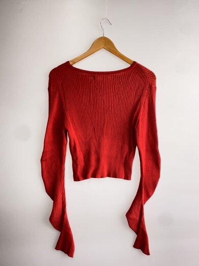 商品画像：24AW/sustainableウェーブスリーブRIBニット/ONE SIZE/レーヨン/レッド/赤// 2