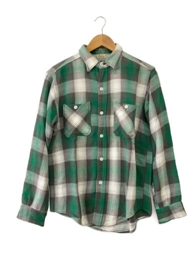 商品画像：Vintage/50s/MANSIZE/ヘビーコットンネルシャツ/長袖シャツ/グリーン/グレー/チェック// 1