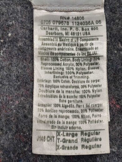 画像：Carharttジャケット/XL/コットン/BRW/J146 CHT4